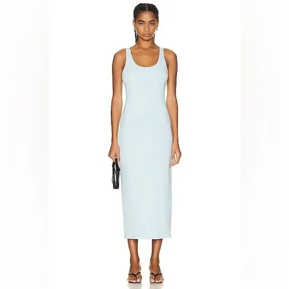 SPRWMN x Revolve Women's Scoop Neck Stretch Midi Dress In Baby Blue Size Large